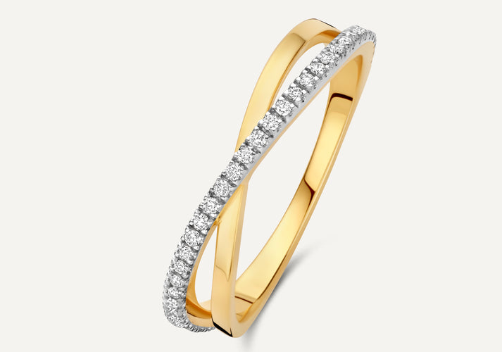 tov essentials Diamant Crossover Ring (0.15 ct) 14 Karaat Goud met Diamanten