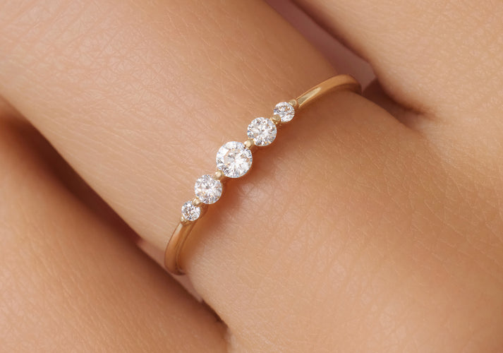 Tov Essentials Diamant Graduated Ring (0.17 Ct) 14 Karaat Goud Met Diamanten