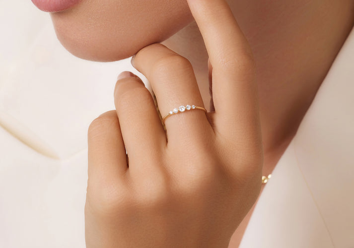 Tov Essentials Diamant Graduated Ring (0.17 Ct) 14 Karaat Goud Met Diamanten