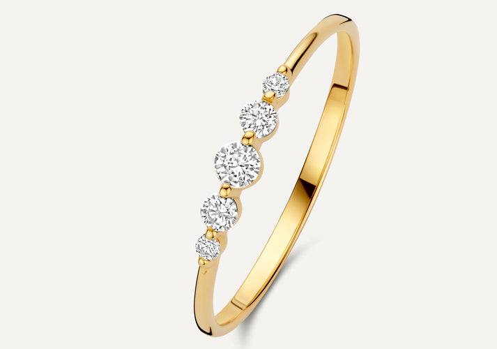 tov essentials Diamant Graduated Ring (0.17 ct) 14 Karaat Goud met Diamanten