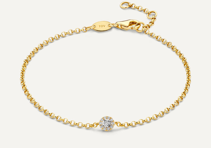tov essentials Diamant Halo Armband (0.05 ct) 14 Karaat Goud met Diamanten