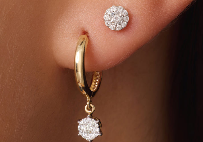 Tov Essentials Diamant Halo Oorknopjes (0.09 Ct) 14 Karaat Goud Met Diamanten