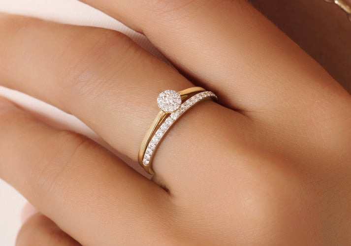 Tov Essentials Diamant Halo Ring (0.05 Ct) 14 Karaat Goud Met Diamanten