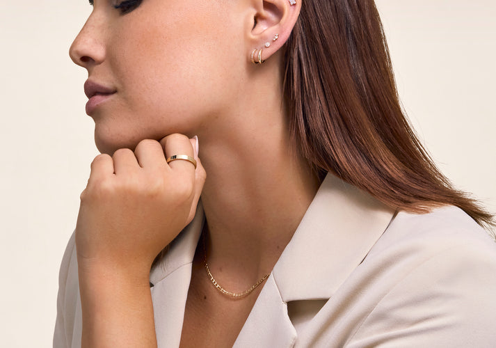 Tov Essentials Diamant Klaver Piercing (0.07 Ct) 14 Karaat Goud Met Diamanten