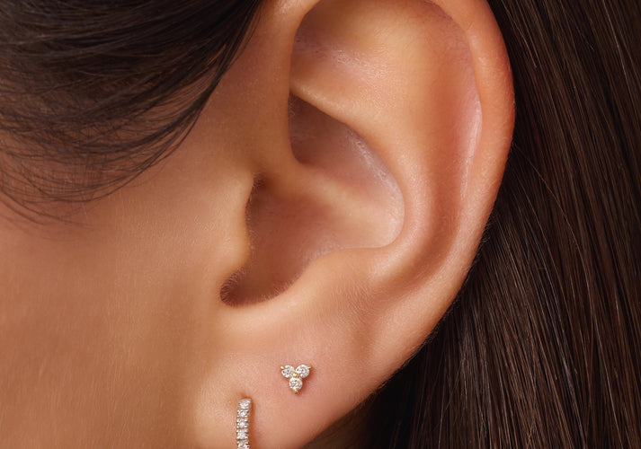 Tov Essentials Diamant Lotus Oorknopjes (0.06 Ct) 14 Karaat Goud Met Diamanten