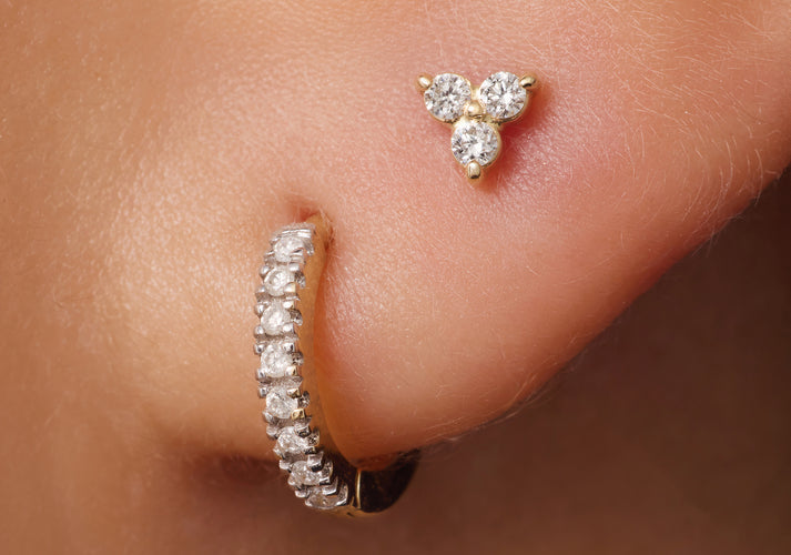 Tov Essentials Diamant Lotus Oorknopjes (0.06 Ct) 14 Karaat Goud Met Diamanten