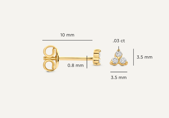 Tov Essentials Diamant Lotus Oorknopjes (0.06 Ct) 14 Karaat Goud Met Diamanten