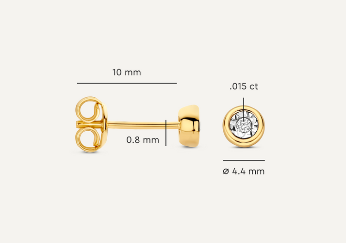 Tov Essentials Diamant Oorknopjes (0.03 Ct) 14 Karaat Goud Met Diamant