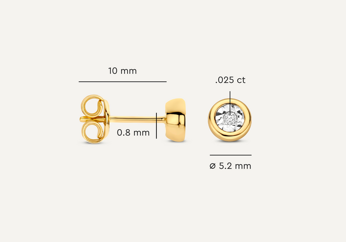 Tov Essentials Diamant Oorknopjes (0.05 Ct) 14 Karaat Goud Met Diamant