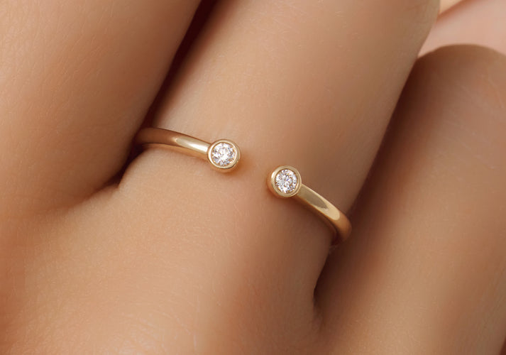 Tov Essentials Diamant Open Aanschuifring (0.05 Ct) 14 Karaat Goud Met Diamanten