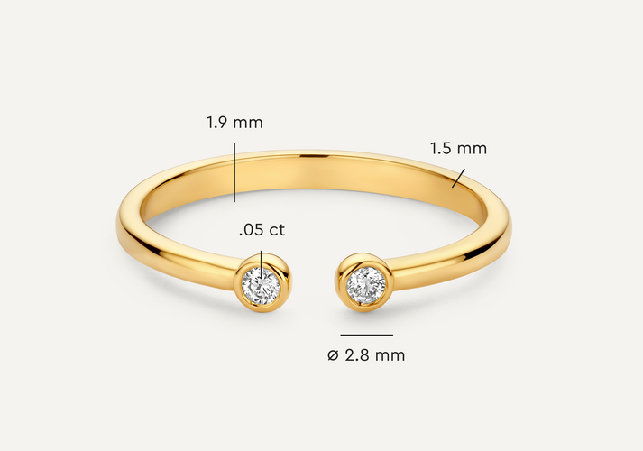 Tov Essentials Diamant Open Aanschuifring (0.05 Ct) 14 Karaat Goud Met Diamanten