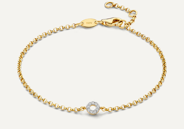 tov essentials Diamant Open Halo Armband (0.05 ct) 14 Karaat Goud met Diamanten