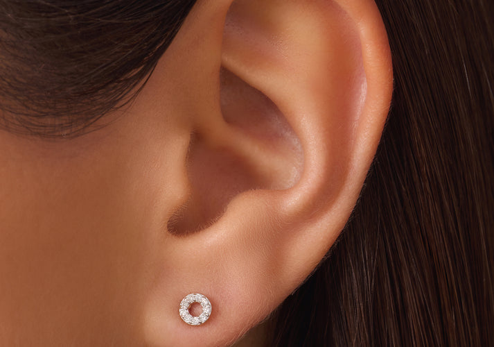 Tov Essentials Diamant Open Halo Oorknopjes (0.11 Ct) 14 Karaat Goud Met Diamanten