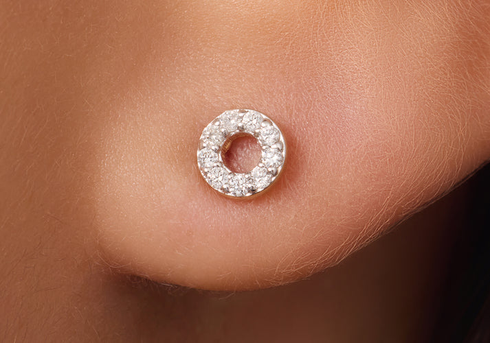 Tov Essentials Diamant Open Halo Oorknopjes (0.11 Ct) 14 Karaat Goud Met Diamanten