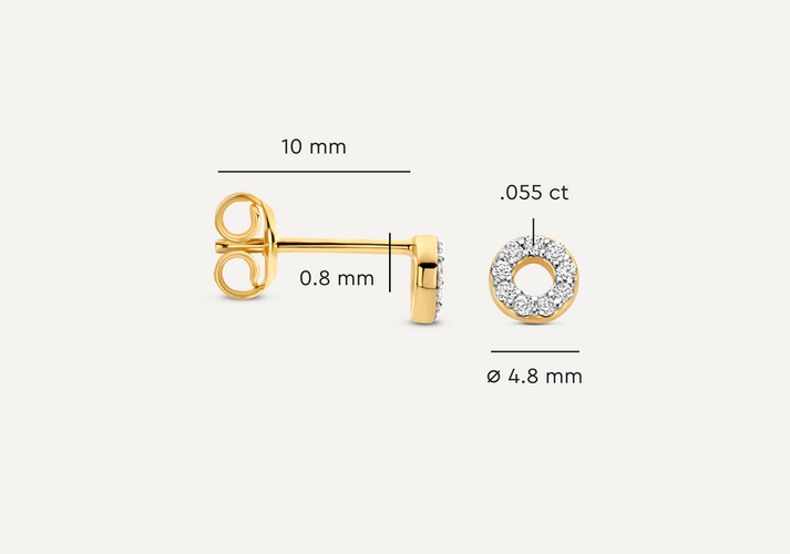 Tov Essentials Diamant Open Halo Oorknopjes (0.11 Ct) 14 Karaat Goud Met Diamanten