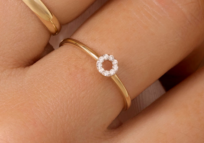 Tov Essentials Diamant Open Halo Ring (0.05 Ct) 14 Karaat Goud Met Diamanten