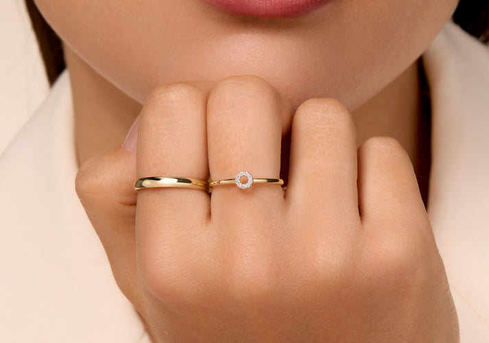 Tov Essentials Diamant Open Halo Ring (0.05 Ct) 14 Karaat Goud Met Diamanten