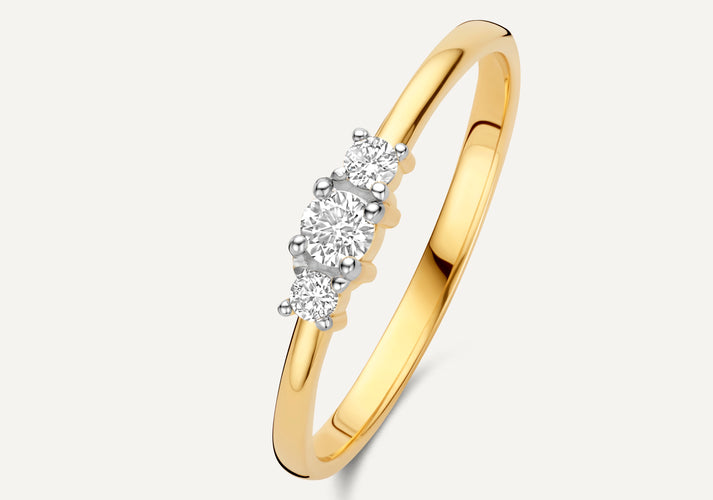 tov essentials Diamant Trilogie Ring (0.15 ct) 14 Karaat Goud met Diamanten