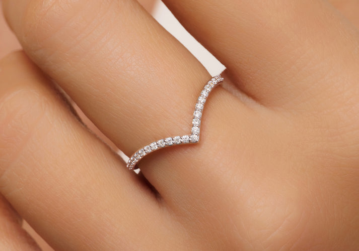 Tov Essentials Diamant Wishbone Ring (0.10 Ct) 14 Karaat Goud Met Diamanten