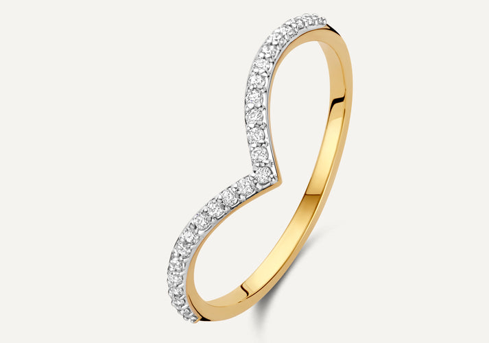 tov essentials Diamant Wishbone Ring (0.10 ct) 14 Karaat Goud met Diamanten