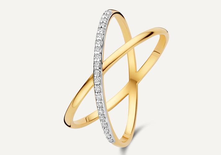 tov essentials Diamant X Ring (0.05 ct) 14 Karaat Goud met Diamanten tov essentials Diamant X Ring (0.05 ct) 14 Karaat Goud met Diamanten