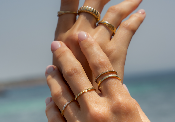 Tov Essentials Diamond Cut Aanschuifring 14 Karaat Goud