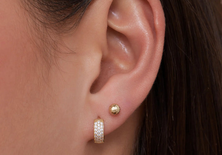 Tov Essentials Diamond Cut Bolletje Oorknopjes 14 Karaat Goud