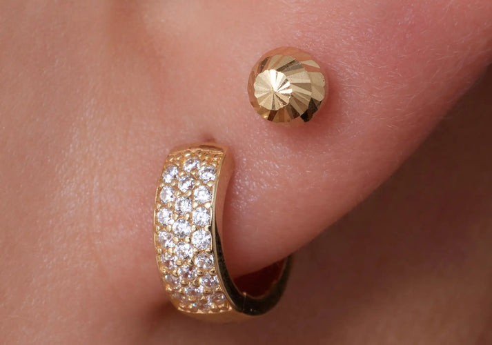 Tov Essentials Diamond Cut Bolletje Oorknopjes 14 Karaat Goud