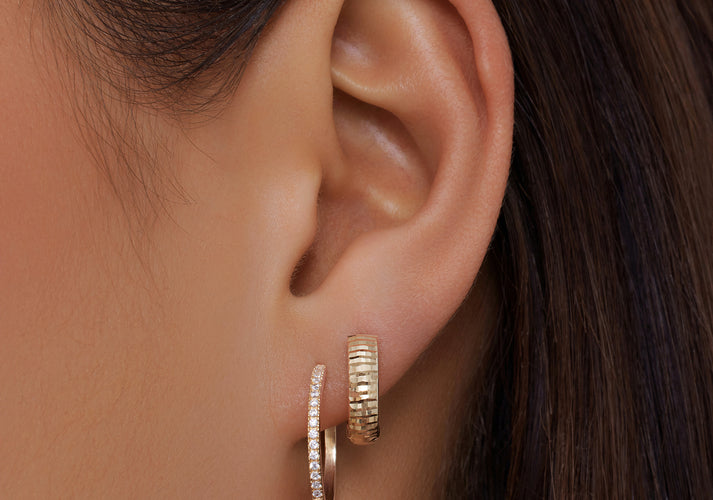 Tov Essentials Diamond Cut Hoops (12mm) 14 Karaat Goud