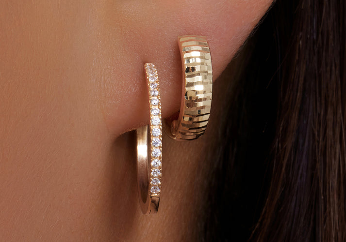 Tov Essentials Diamond Cut Hoops (12mm) 14 Karaat Goud