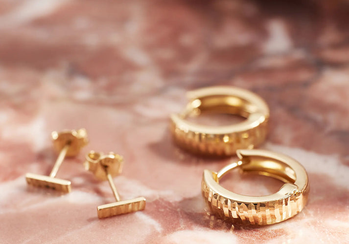 Tov Essentials Diamond Cut Oorbellen Set 14 Karaat Goud