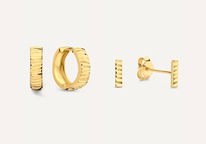 tov essentials Diamond Cut Oorbellen Set 14 Karaat Goud