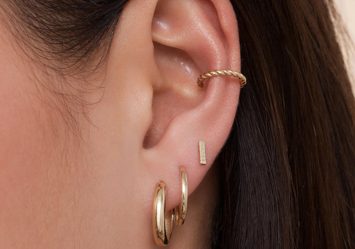 Tov Essentials Diamond Cut Staaf Oorknopjes 14 Karaat Goud