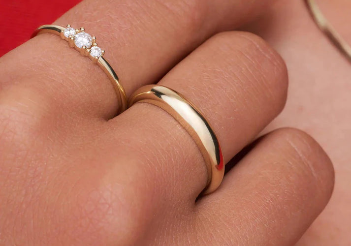 Tov Essentials Dome Trilogie Zirkonia Ringen Set 14 Karaat Goud