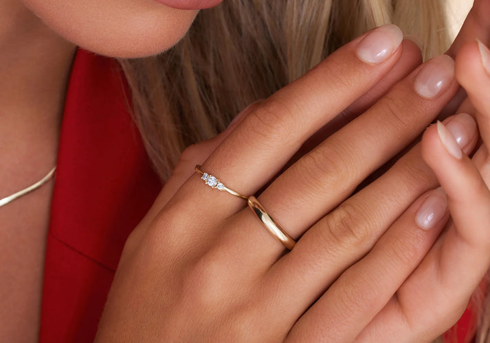 Tov Essentials Dome Trilogie Zirkonia Ringen Set 14 Karaat Goud