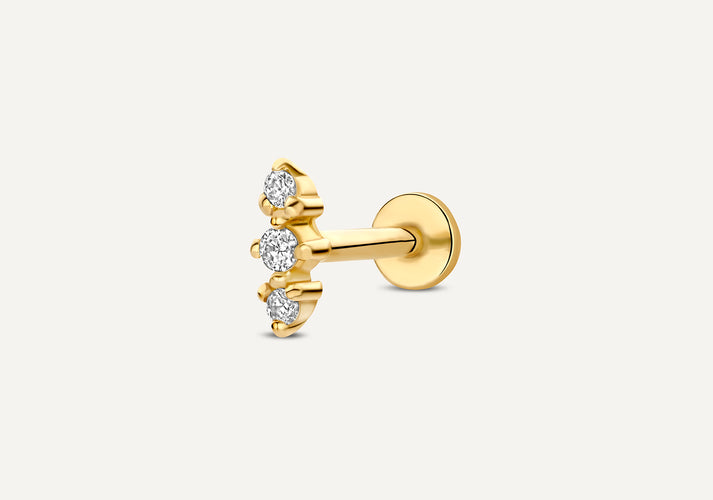 tov essentials Drievoudige Diamant Staaf Piercing (0.02 ct) 14 Karaat Goud met Diamanten
