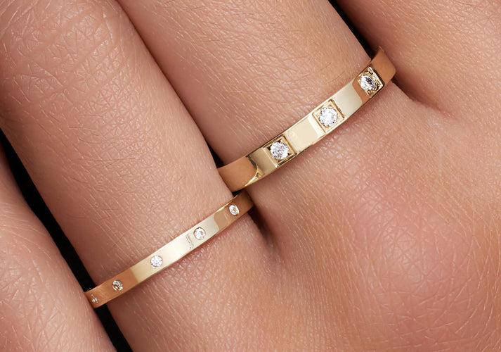 Tov Essentials Drievoudige Zirkonia Band Ring 14 Karaat Goud