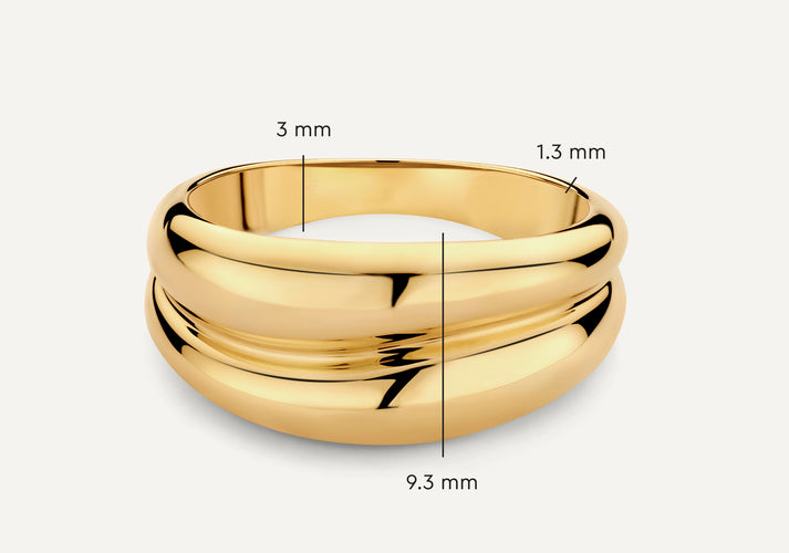 Tov Essentials Dubbele Curvy Dome Ring 14 Karaat Goud