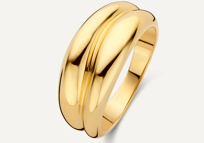 tov essentials Dubbele Curvy Dome Ring 14 Karaat Goud