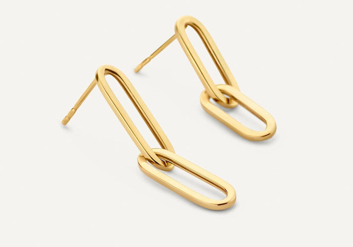 Tov Essentials Dubbele Paperclip Oorhangers 14 Karaat Goud