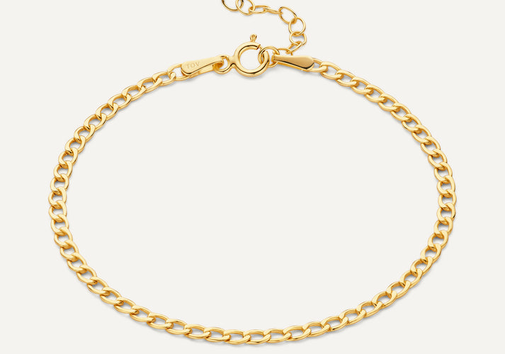 tov essentials Dunne Curb Schakelarmband 14 Karaat Goud