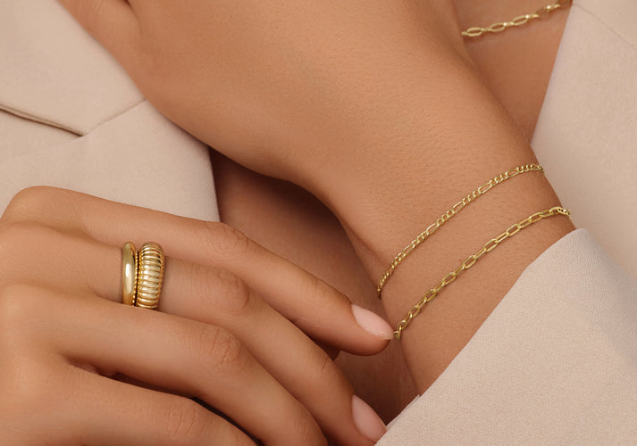 Tov Essentials Dunne Figaro Schakelarmband 14 Karaat Goud