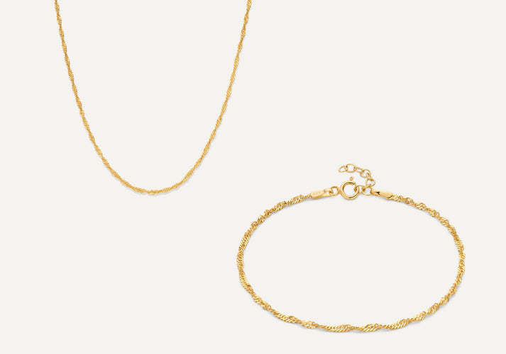 tov essentials Dunne Gedraaide Koord Set 14 Karaat Goud