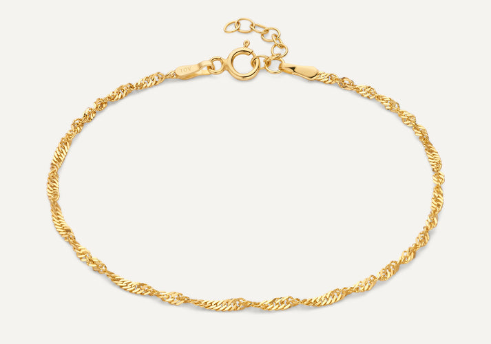 tov essentials Dunne Gedraaide Koordarmband 14 Karaat Goud