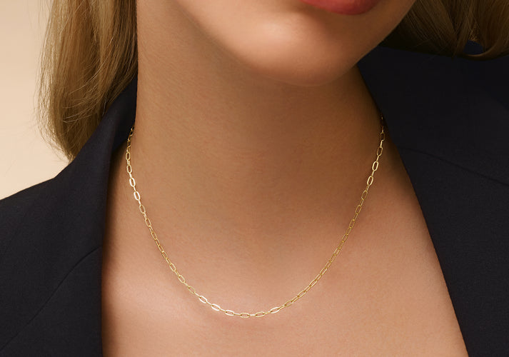 Tov Essentials Dunne Paperclip Schakelketting 14 Karaat Goud