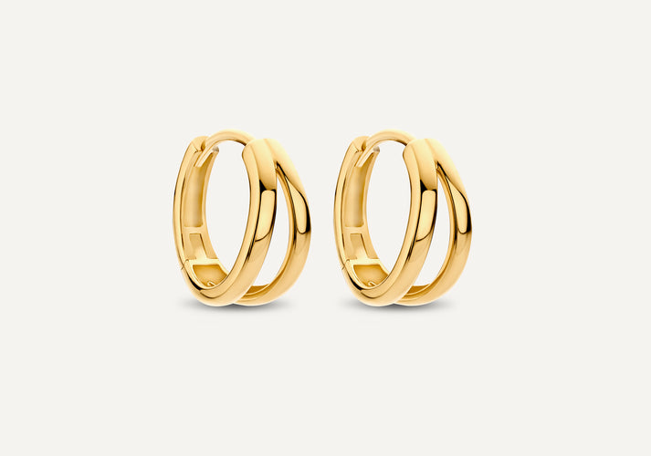 tov essentials Essential Dubbele Huggie Hoops (12mm) 14 Karaat Goud