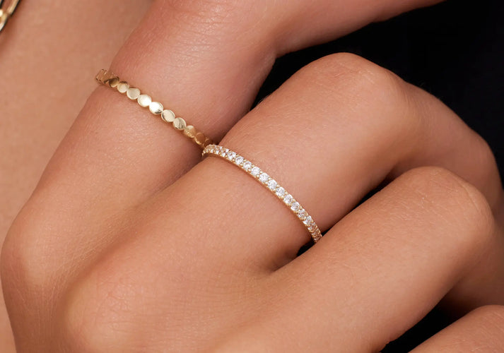 Tov Essentials Essential Zirkonia Bezel Dot Eternity Ringen Set 14 Karaat Goud