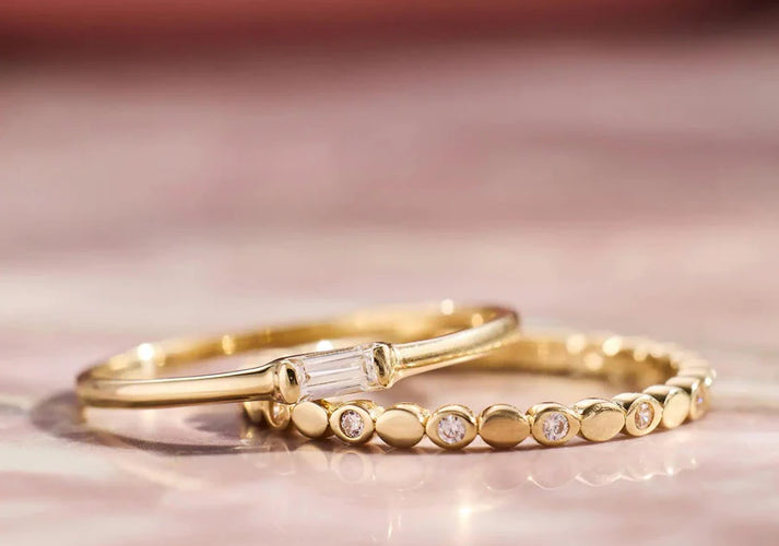 Tov Essentials Eternity Baguette Zirkonia Ringen Set 14 Karaat Goud