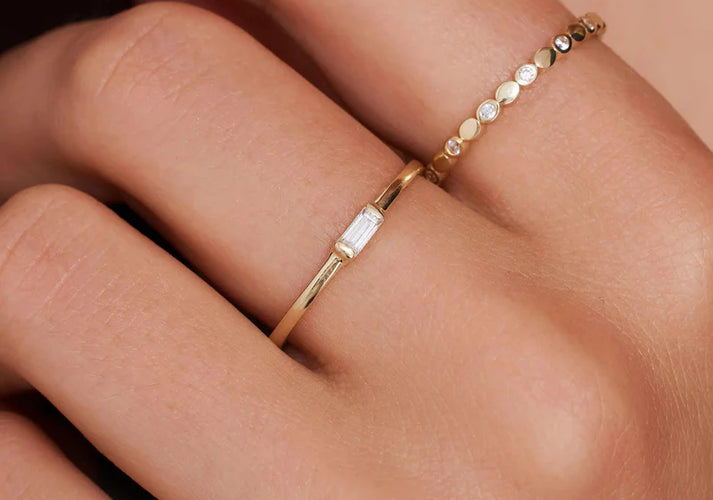 Tov Essentials Eternity Baguette Zirkonia Ringen Set 14 Karaat Goud