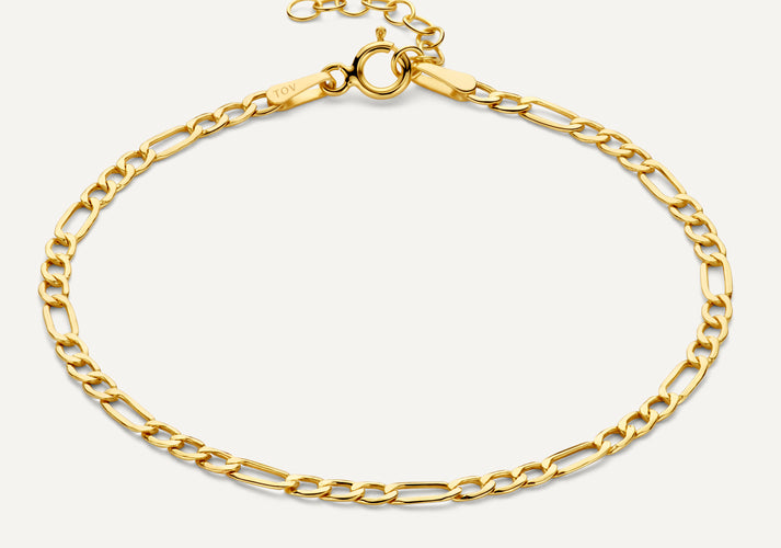 tov essentials Figaro Schakelarmband 14 Karaat Goud